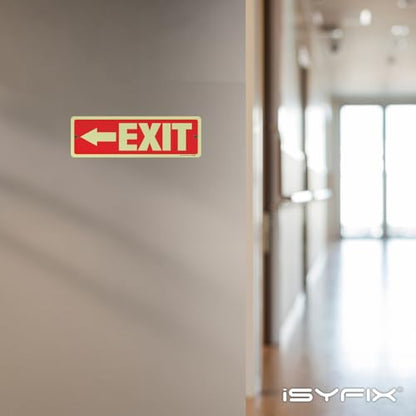 iSYFIX Exit Signs with Left Arrow, 12x4 Inch, 2 Pack - color: Metal Left Glow, size: 2 Pk 12x4