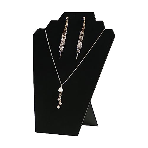 8Pcs/Set Necklace Display Stand for Selling, Earring Necklace Jewelry Set Easel Display Rack,Covered Soft Velvet with Cardboard Easel Necklace Display (Pack of 2) - color: Black Velvet, size: 4pcs design 2 (Pack of 2)