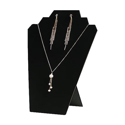 8Pcs/Set Necklace Display Stand for Selling, Earring Necklace Jewelry Set Easel Display Rack,Covered Soft Velvet with Cardboard Easel Necklace Display (Pack of 2) - color: Black Velvet, size: 4pcs design 2 (Pack of 2)