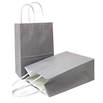 AZOWA Gift Bags Mini Small Kraft Paper Bags with Handles (4.7 x 2.4 x 6 in, Gray, 25 Pcs) - color: Grey, size: X-Small (Pack of 25)