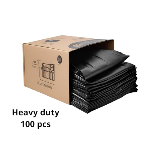 Heavy Duty Black Trash Can Liners 38" x 58" – 100 Pack – Leak Resistant Commercial Garbage Bags