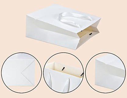 HUAPRINT Medium Paper Gift Bags with Handles, White, 20 Pack, 10x4.5x11 IN - color: White, size: 10x4.5x11 Inch (Pack of 20)
