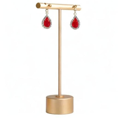 Gold Metal Small Earring T Bar Stand Retail Display Holder, Retail Jewelry photography props for Show【Gold-Round Base Height 4.5"】 - color: Gold, size: Low
