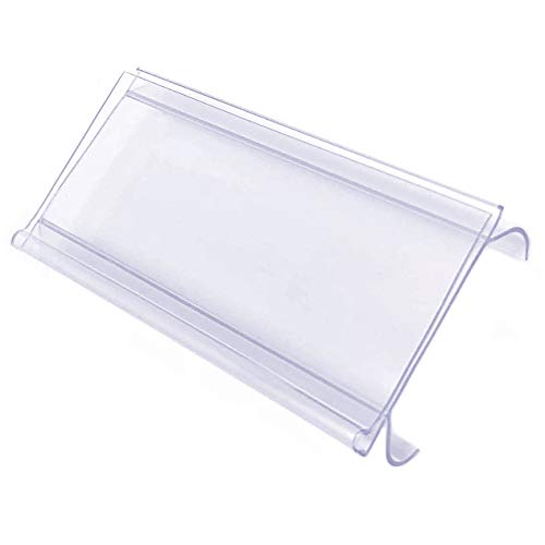 Wire Shelf Label Holder, Metro & Nexel Clear Plastic Clip On Ticket Holder with Sleeve, 3" x 1.25", 50 Pack - size: 50 Pack