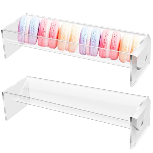 2Pcs Cracker Tray for Serving, Acrylic Biscuit Stand Cracker Server Holder, Rectangular Clear Food Display Holder for Countertop, Home, Wedding Parties and Events