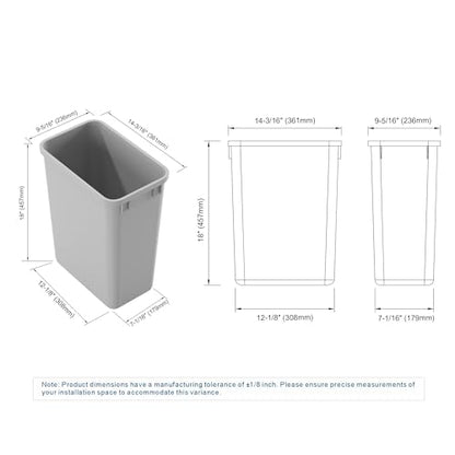 Dowell Wastebasket Trash Container, 35Qt/9Gal, Plastic, Stackable, for Kitchen/Bathroom/Office, Tall&Slim Trash Can 18" H (Grey 4000 35 04) - size: 37Qt - 1 Pack
