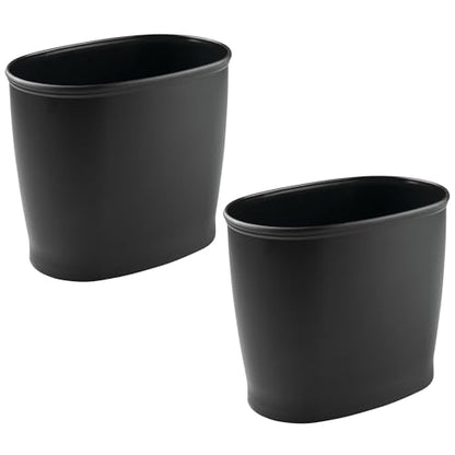 iDesign Slim Plastic Bathroom Trash Can, 2-Pack, Black - color: Matte Black, style: Pack of 2