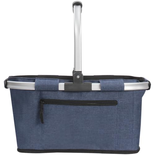 Picnic Basket, SIYUAN Shopping Basket with Handle 22L Collapsible Grocery Basket Portable Folding Basket for Marketing Reuasble, Blue - color: Navy