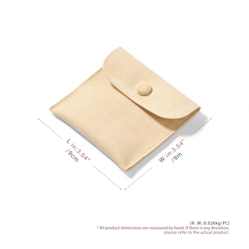 Oirlv Beige Velvet Bracelet Pouch Travel Case - color: White, size: 3.54"×3.54"