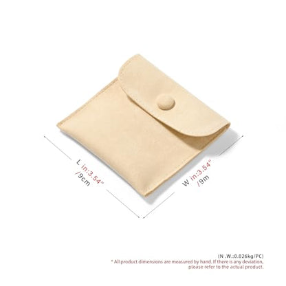 Oirlv Beige Velvet Bracelet Pouch Travel Case - color: White, size: 3.54"×3.54"