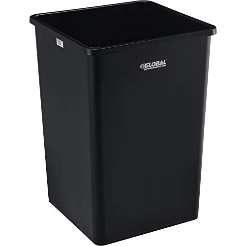 Global Industrial Square Plastic Garbage Can, 35 Gallon Capacity, Black - color: Black