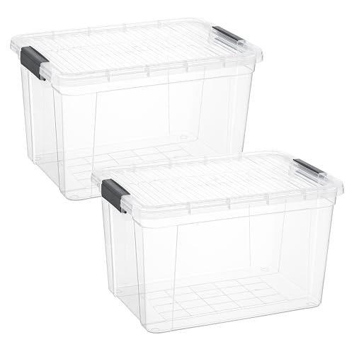 Superio 26.5 Quart Clear Plastic Storage Boxes with Lids, Stackable Organizer Containers, BPA-Free Storage Bins for Home, Office, School & Dorm, 2 Pack - size: 26 Quart