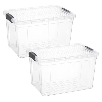 Superio 26.5 Quart Clear Plastic Storage Boxes with Lids, Stackable Organizer Containers, BPA-Free Storage Bins for Home, Office, School & Dorm, 2 Pack - size: 26 Quart