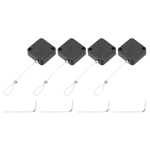 MECCANIXITY 3.3ft Retractable Cable Lock w/Latch Remote Control Black 4pcs - color: Black, size: 3.3ft