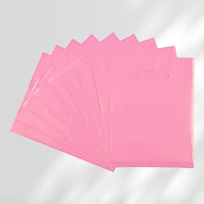 Pink 100 PCS Small Gift Bags, 6"x8" Goodie Party Favor Bags with Handle, Treat Retail Pouches for Kids Birthday, Christmas, Small Business - color: Pink-100PCS