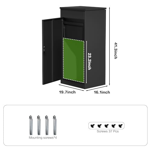 Package Delivery Boxes for Outside, Large Mailbox for Parcel 19.7”x16.1x”41.3”, Anti-Theft Parcel Mailbox with Coded Lock, Wall Mounted Waterproof Home Parcel Box for Porch Yard, Galvanized Steel - size: 19.7”x16.1”x41.3”