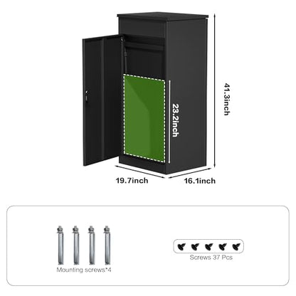 Package Delivery Boxes for Outside, Large Mailbox for Parcel 19.7”x16.1x”41.3”, Anti-Theft Parcel Mailbox with Coded Lock, Wall Mounted Waterproof Home Parcel Box for Porch Yard, Galvanized Steel - size: 19.7”x16.1”x41.3”