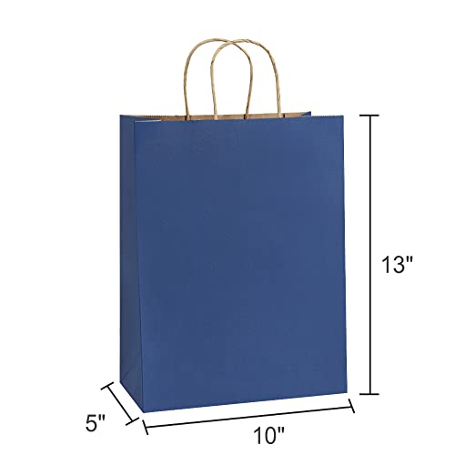 BagDream Kraft Paper Bags with Handles 10x5x13 Inch Navy Blue 50 Pack Bulk - color: Navy Blue