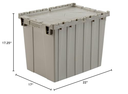 Global Industrial Distribution Container With Hinged Lid, 21-7/8x15-1/4x17-1/4, Gray - color: Gray