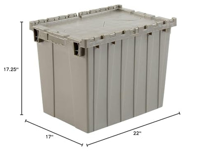 Global Industrial Distribution Container With Hinged Lid, 21-7/8x15-1/4x17-1/4, Gray - color: Gray