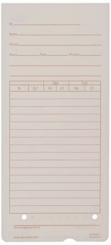Acroprint 09-9115-000 Time Cards for ATR480 Time Clock, 50 Count(Pack of 1)