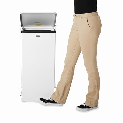 Rubbermaid Commercial Products Defenders Biohazard Step-On Trash Can 13-Gallon White Square Steel Waste Disposal in Doctors Office/Hospital/Medical/Healthcare Facilities - color: White, size: 13G