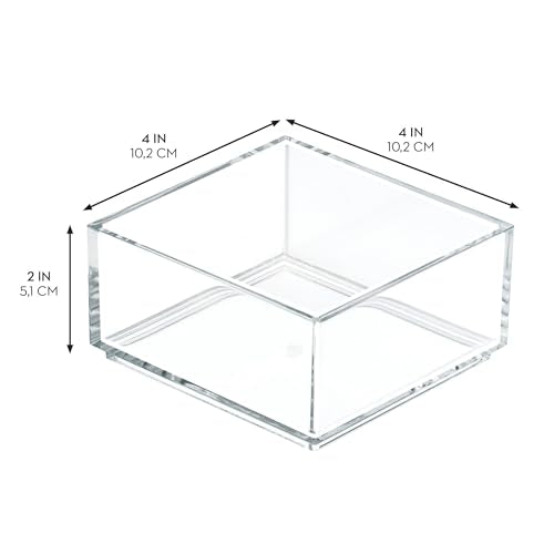 iDesign Clarity Plastic Drawer Organizer, Clear, X-Small, 4" x 4" x 2" - size: XS