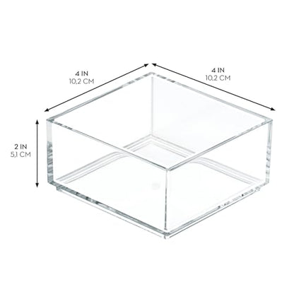 iDesign Clarity Plastic Drawer Organizer, Clear, X-Small, 4" x 4" x 2" - size: XS