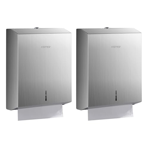 Paper Towel Holder Dispenser Wall Mount 2PCS, SUS304 Stainless Steel - color: Silver-5821s2