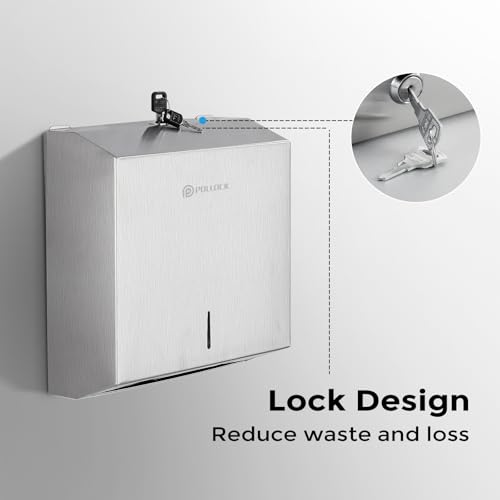 Pollock Paper Towel Dispenser Wall Mount,SUS 304 Stainless Steel - color: Blk-5823-silver