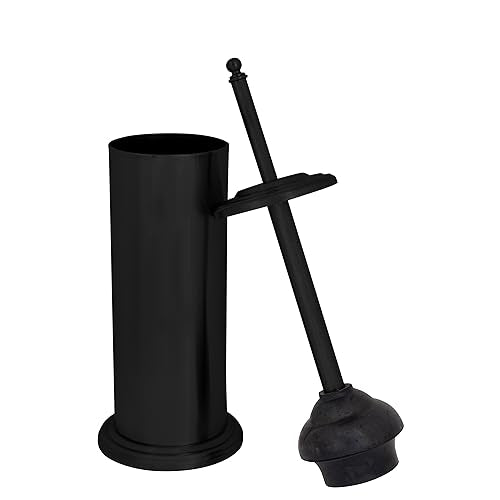 Bath Bliss Trash Can, Toilet Brush and Plunger 3 Piece Bathroom Set in Matte Black - color: Matte Black