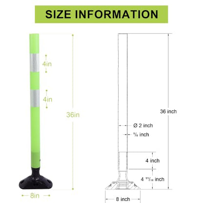 OrangeStar 36 Inch Traffic Cones 8-Pack with Spring Base - color: Green, size: 36 in