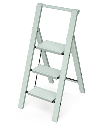 Taranta 3 Step Ladder,Aluminum Step Stool Foldable-Fairyland Green - color: Fairyland Green, size: 3 Step