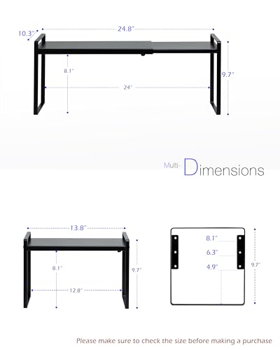 Nxconsu Cabinet Shelf Riser, Adjustable Cabinet Organizer, 10.3" Deep Black - color: Black, size: 10.3’’D * 13.8-24.8’’W * 9.7’’H