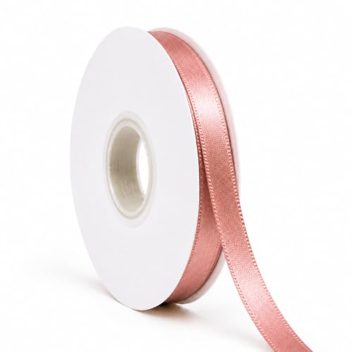 Rose Gold Ribbon Satin Ribbon 3/8 Inch x 50 Yards with Spool - color: Rose Gold