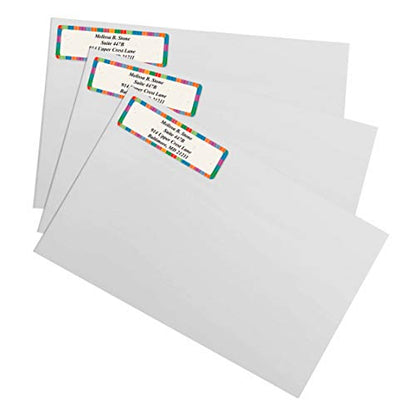 Bright Stripes Designer Rolled Address Labels with Elegant Plastic Dispenser - size: 500 Labels, style: Bright Stripes