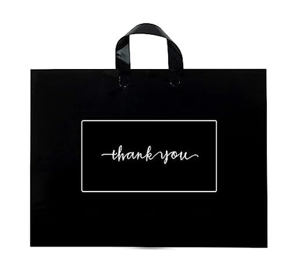 Thank You Merchandise Bags - Soft Loop Handle Black 50Pcs 10x12In - color: Black, style: 10x12 in