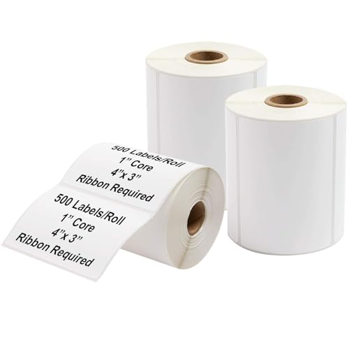 4 x 3 Inches Desktop Thermal Transfer Labels, Thermal Ribbon Required - size: 4x3 inches