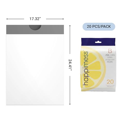 happimess 20-Count Lemon Scented 5.3 Gal Trash Bags, White - color: White (Lemon Scented), size: 20 Count (Pack of 1)