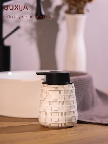 Ceramic Soap Dispenser, Lotion Dispenser with Pump 12oz (White Liquid Pump) - color: Farmhouse White Liquid Pump