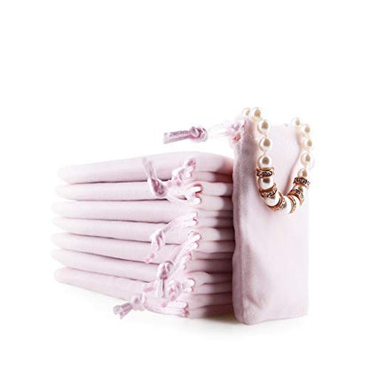 Oirlv Velvet Drawstring Pouches 2.76x3.54 Inch Pink Jewelry Travel Bags - color: Pink