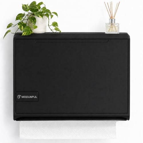 Paper Towel Dispenser Wall Mount No Drill Keyless Knob Open - color: D-214 Black
