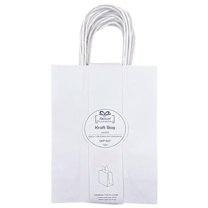 Angels Craft 12 Pack Kraft Bags with Handles - 10" x 7" - White Colors | Durable Paper Gift Bags for Retail, Birthday, Party & DIY Projects - color: White, style: Large