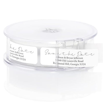 Save the Date Rolled Address Labels / 250 Personalized Return Address Labels/Designer Address Stickers in Elegant Plastic Dispenser - size: 250 Labels, style: Save the date