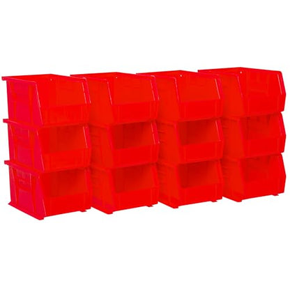 Akro-Mils 30237 AkroBins Plastic Storage Bins, 9"x6"x5", Red, 12-Pack - color: Red
