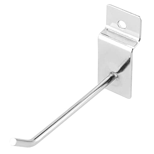 JAPCHET 200 Pack 4 Inch Heavy Duty Silver Metal Slatwall Hooks Hangers, Slat Board Hooks Accessories, Organization Display