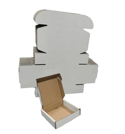 50 pack Small Shipping Box,4x4x1''Corrugated Mailer, Cardboard Box, White - size: 4X4X1