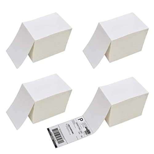 Immuson 4000 Fanfold 4 x 6 Direct Thermal Shipping Labels with Perforations, Permanent Adhesive, White Mailing Labels for Thermal Printer… (4000 Labels) - size: 4000 labels