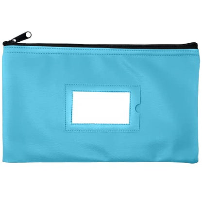 Money Bank Deposit Bag with Zipper, Cash Pouch, Light blue, 11x6 in, 1 Pack