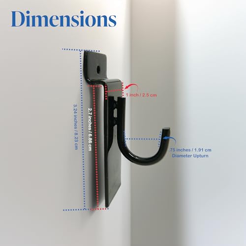 Black J-Hook, J Shaped Utility Hanger for Slatwall Displays & Slatgrid Panels - 2 Pack - color: Black, size: 2 Pack